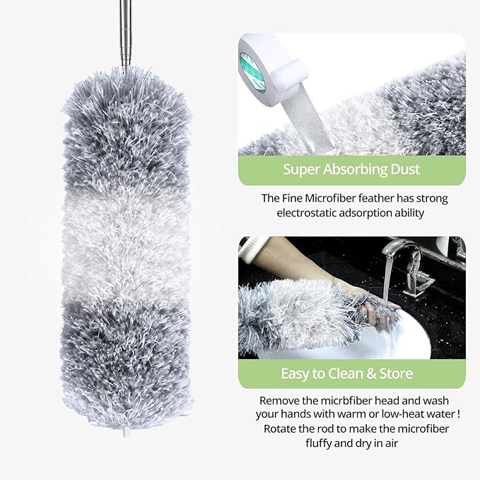 DELUX Microfiber Feather Duster Extendable Duster - Image 5