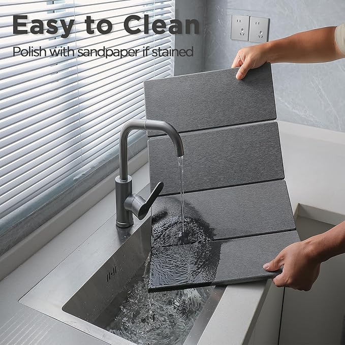 2PCS Stone Drying Mat for Kitchen Counter, Stone Dish Drying Mat - Image 3