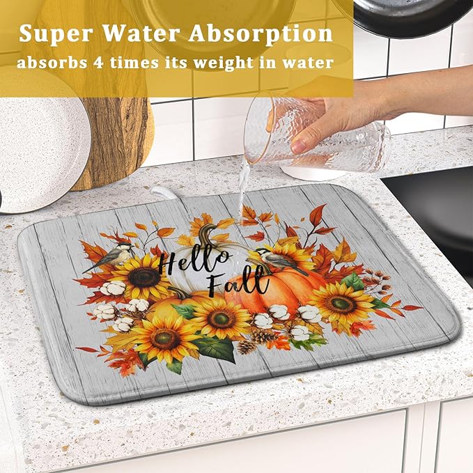 Hello Fall Sunflowers Dish Drying Mat - Image 7