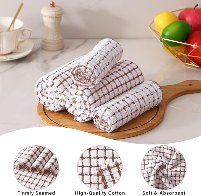 Homaxy Kitchen Towels and Dishcloths Set, 16 x 25 and 12 x 12 Inches, Super - Image 4