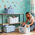 4 Pcs Coastal Beach Storage Basket Fabric Laundry Baskets - Image 4