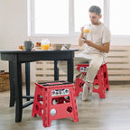 Delxo Folding Step Stool,Non-Slip Stool 13 inch Height Premium Heavy Duty Foldable Stool for Kids and Adults,Kitchen Garden Bathroom Steppingstool 1 Pack in Red,Dotted Texture - Image 4