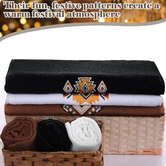 3 Pcs Western Aztec Hand Towels Southwestern Bathroom Decor Southwest Sunset - Image 3