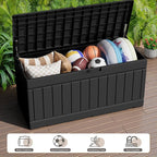 JUMMICO 78 Gallon Outdoor Deck Box Large Resin Storage Box for Patio Furniture Cushions and Garden Tools (Black) - Image 3