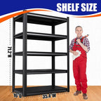 71"H-35"W Garage Shelving Heavy Duty Storage Shelves, Metal Adjustable Shelving Unit, Utility Garage Organizer Shelf for Basement, Pantry, Kitchen, Warehouse,15.7"D x 35.4"W x 71.2"H, Black - Image 3