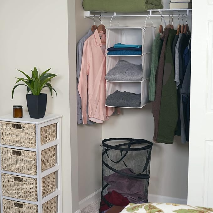 Household Essentials 311342 Hanging Closet Organizer | 3 Pocket Shelves | - Image 2