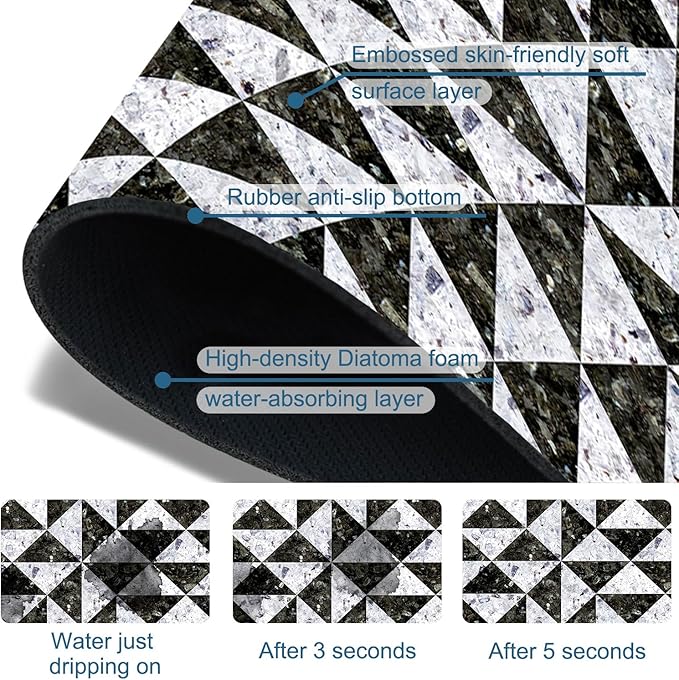 Granite Floor Tiles Sink Faucet Absorbing Mat Mosaic Texture Super Absorbent - Image 3