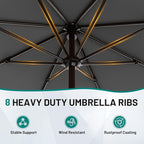 AreShark 9 FT Patio Umbrella for Outdoor, Outdoor Table Umbrella with Push Button Tilt and Crank, Outdoor Patio Umbrellas with 8 Sturdy Ribs for Market, Garden, Pool (Gray) - Image 3