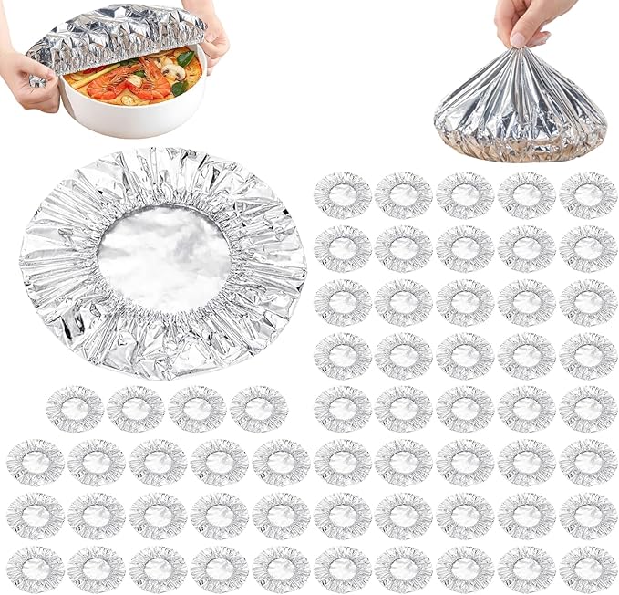 60 PCS Reusable Aluminum Foil Covers, Aluminum Foil Food Covers, Durable and by Unknown
