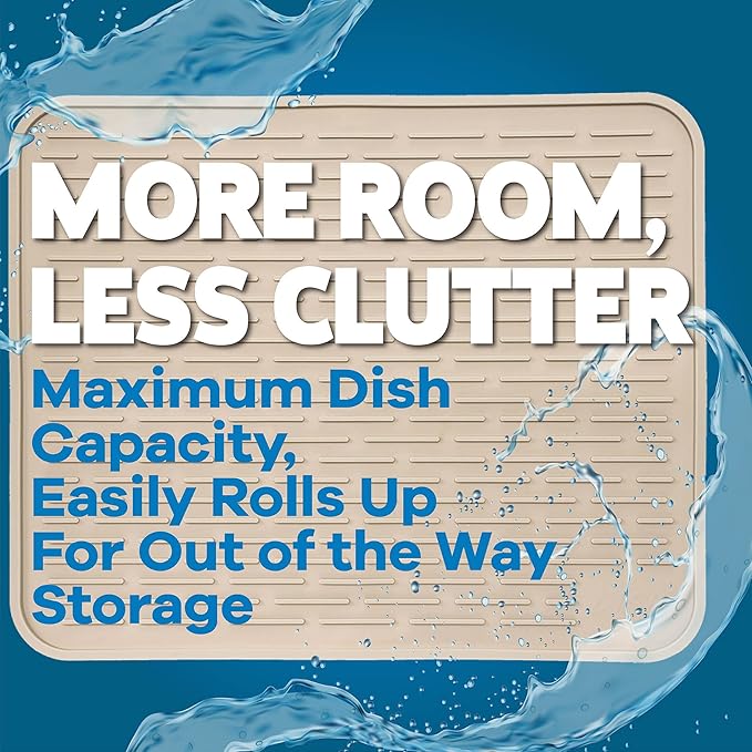 XXL Silicone Dish Drying Mat for Kitchen Counter or Under Sink, Waterproof Pet - Image 8