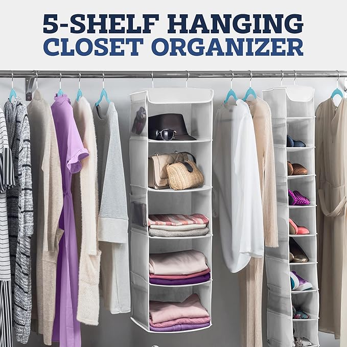 ZOBER Hanging Closet Organizer, 5-Shelf - Image 3