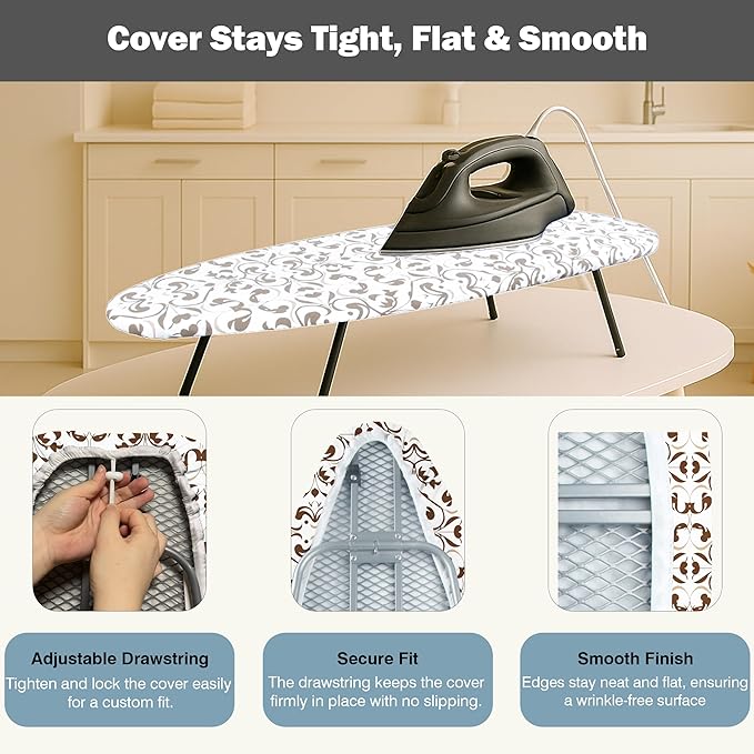 Small Ironing Board Cover and Pad 12.5"x30" Small Iron Board Cover - Image 4