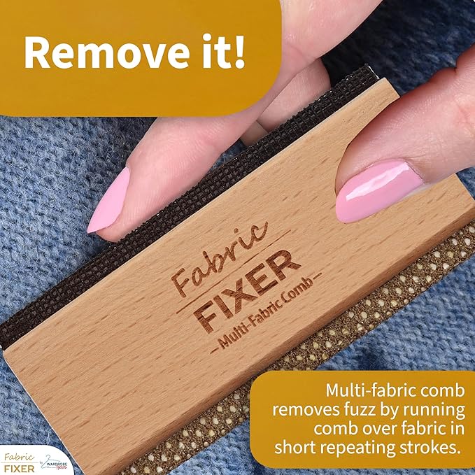 Multi-Fabric Sweater Comb with Natural Beech Wood Handle Manual Fabric Defuzzer - Image 3