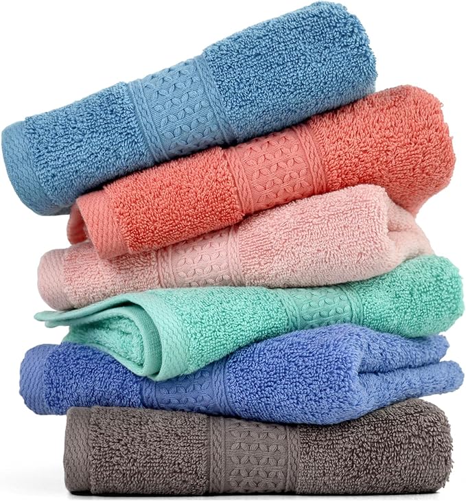 Cleanbear Cotton Hand Towel Set 6-Pack Ultra Soft Hand Towels by Cleanbear