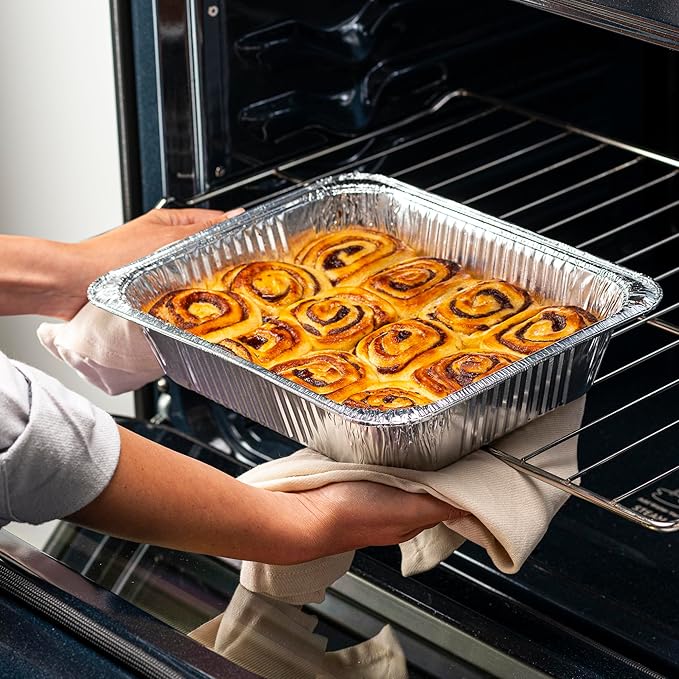 GUSTO [30 Count 9x13 Inch Aluminum Pans, Half Size Deep Steam Foil Pans - Image 5