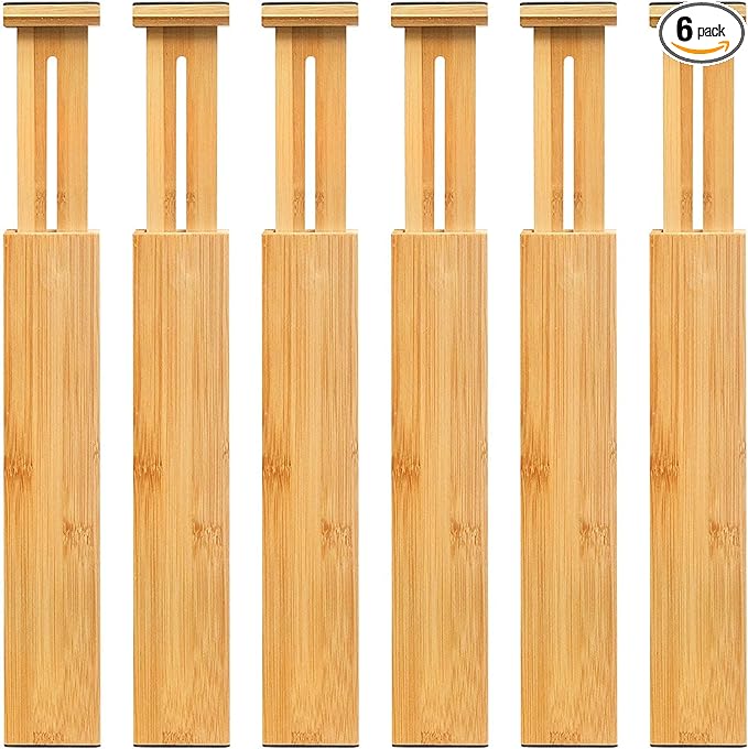 VaeFae Adjustable Bamboo Drawer Dividers, Expandable Drawer Organizer by VaeFaeDirect