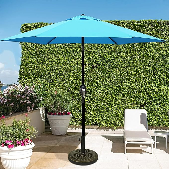 Blissun 7.5 ft Patio Umbrella, Yard Umbrella, Outdoor Market Umbrella with Push Button Tilt Crank (Light Blue) - Image 6