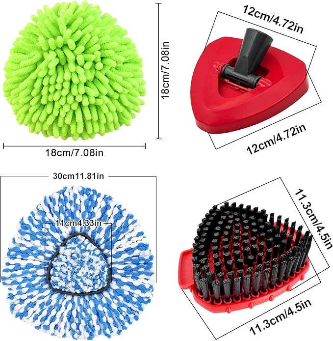 2 Microfiber Mop Head Refills and 2 Chenille Mop Pads, 1 Upgrade Scrub Brush 1 - Image 2