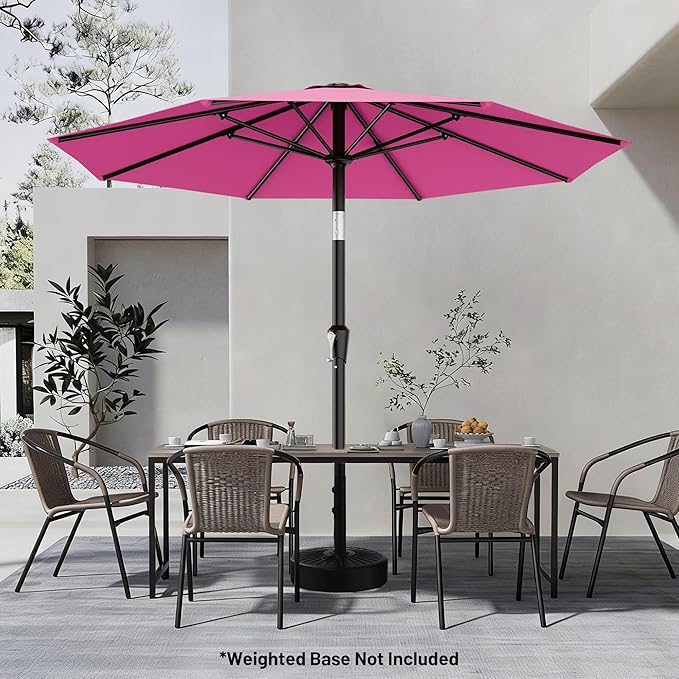 AreShark 9 FT Patio Umbrella for Outdoor, Outdoor Table Umbrella with Push Button Tilt and Crank, Outdoor Patio Umbrellas with 8 Sturdy Ribs for Market, Garden, Pool (Rose Pink) - Image 6
