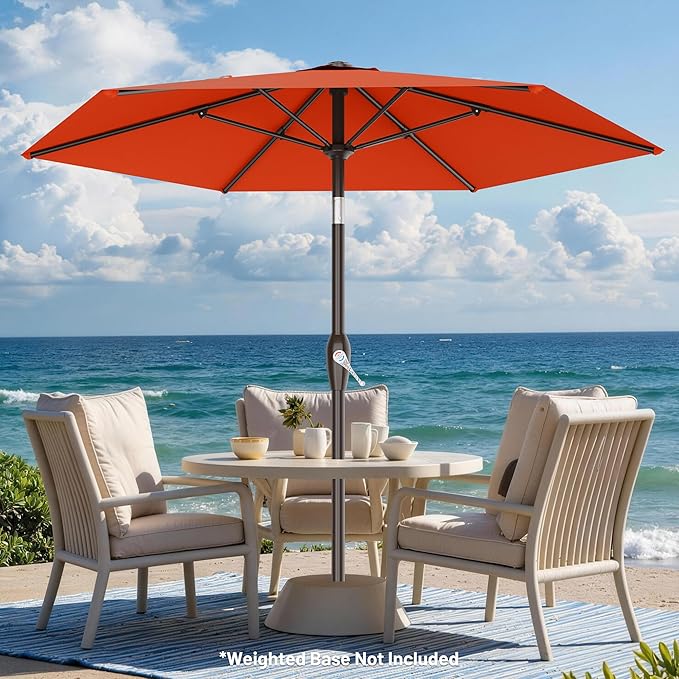 AreShark 7.5FT Patio Umbrella Table Market Umbrella with 6 Sturdy Ribs, Button Tilt/Crank, Heavy-Duty Outdoor Umbrellas for Pool, Deck, Garden and Backyard, Orange - Image 6