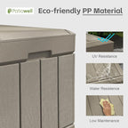 Patiowell 82 Gallon Resin Deck Box, Waterproof Large Wood Look Storage Box for Patio Furniture, Pool Accessories, Garden Tools and Sports Equipment, Lockable, Light Brown - Image 3