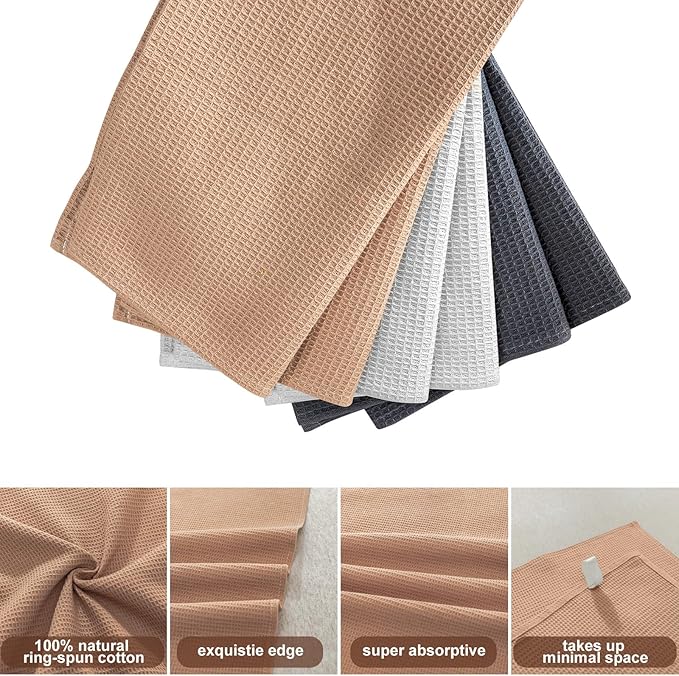 QUILTINA Dish Towels Set, 100% Cotton Waffle Weave Kitchen Towels 6 Pack - Image 5