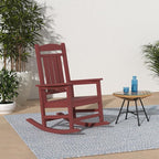 KINGYES Outdoor Rocking Chair Set of 2, High Density Polyethylene Patio Rocking Chairs with 330lbs Support for Adults, Dark Red - Image 2