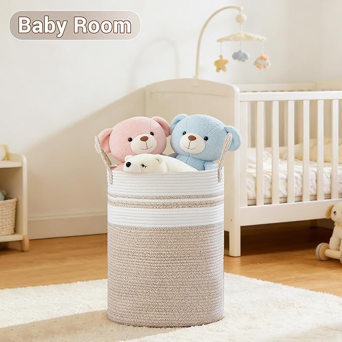 Tall Laundry Basket with Handles, 58L Portable Dirty Clothes Hamper, Boho - Image 4