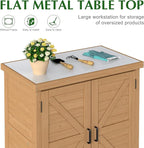 Outdoor Storage Cabinet & Potting Bench Table with Metal Top, Wooden Patio Furniture, Garden Workstation (Light Brwon, 36x31x17in) - Image 4