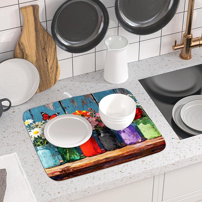 Spring Summer Floral Dish Drying Mat - Image 6