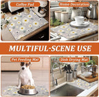 White Daisy Flowers Dish Drying Mat - Image 7