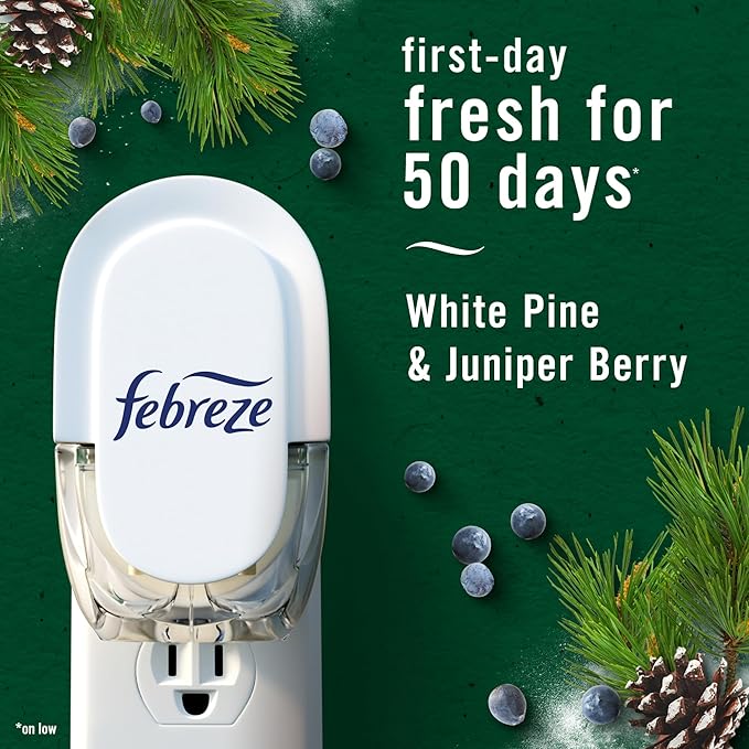 Febreze Odor-Fighting Fade Defy PLUG Air Freshener White Pine & Juniper Berry - Image 4