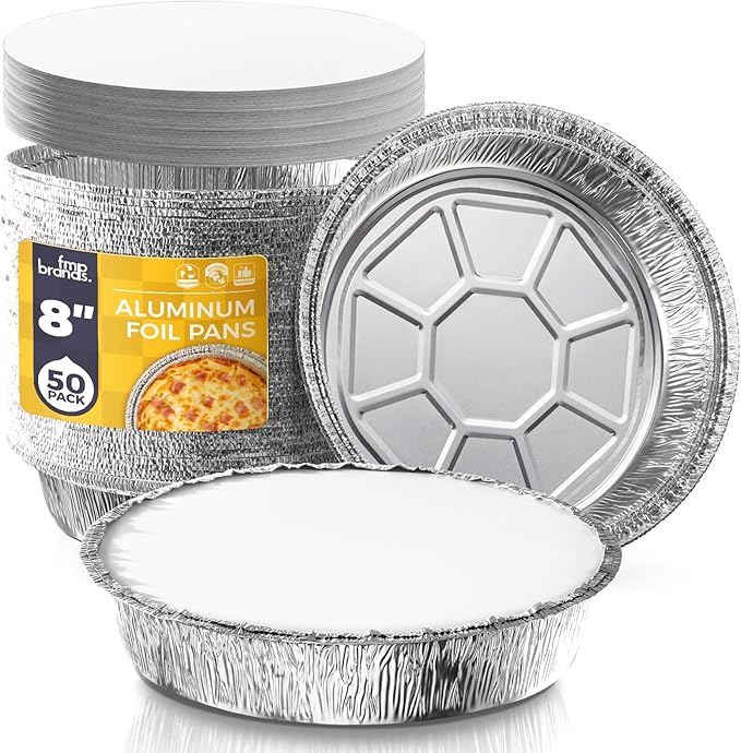 Fit Meal Prep 50 Pack 8” Round Aluminum Foil Pans by FMPBRANDS