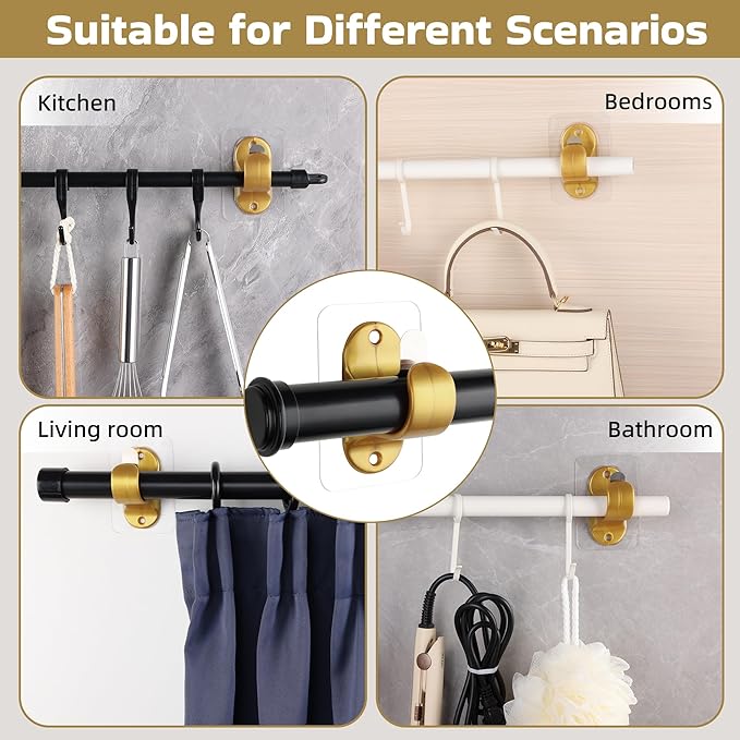 ANDGOO 18 Pack No Hole Curtain Rod Hangers, Self Adhesive Curtain Sticky Hooks - Image 6