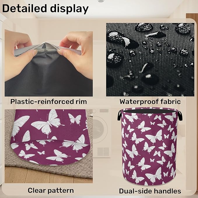 Purple Butterfly Silhouette Laundry Basket - Image 5