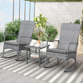 Outdoor Rocking Chair 3 Pieces High-Backed Rocking Chair Patio Rocking Chairs Outdoor Table and Chairs Anti-Slip Cushions Dark Grey by Unknown