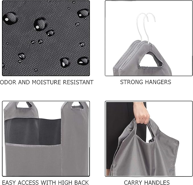 The Fine Living Co. Hanging Laundry Hamper Bag, Heavy Duty, Space Saving Closet - Image 4