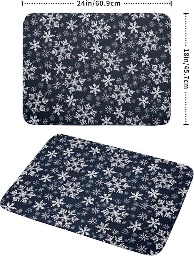 Christmas Dish Drying Mat for Kitchen Counter 24x18 Inch Xmas Snowflake Drying - Image 4