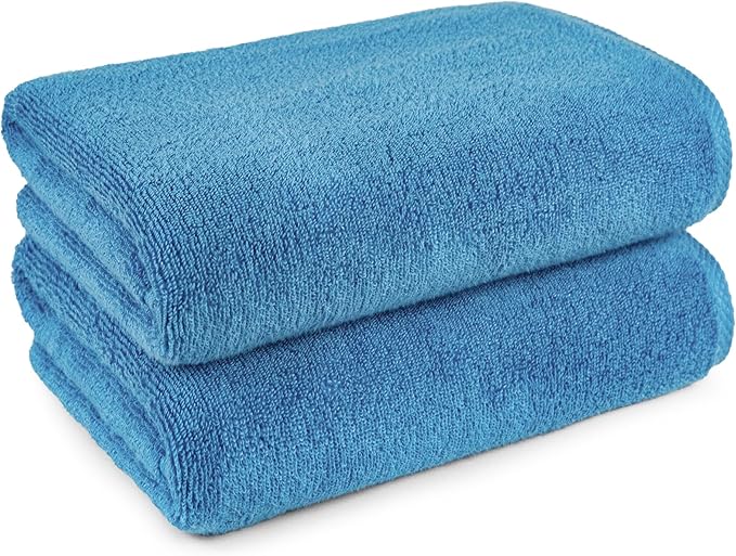 Amazon Basics 2-Piece Quick-Dry Oversize Bath Towel, 100% Cotton, Lake Blue - Image 7