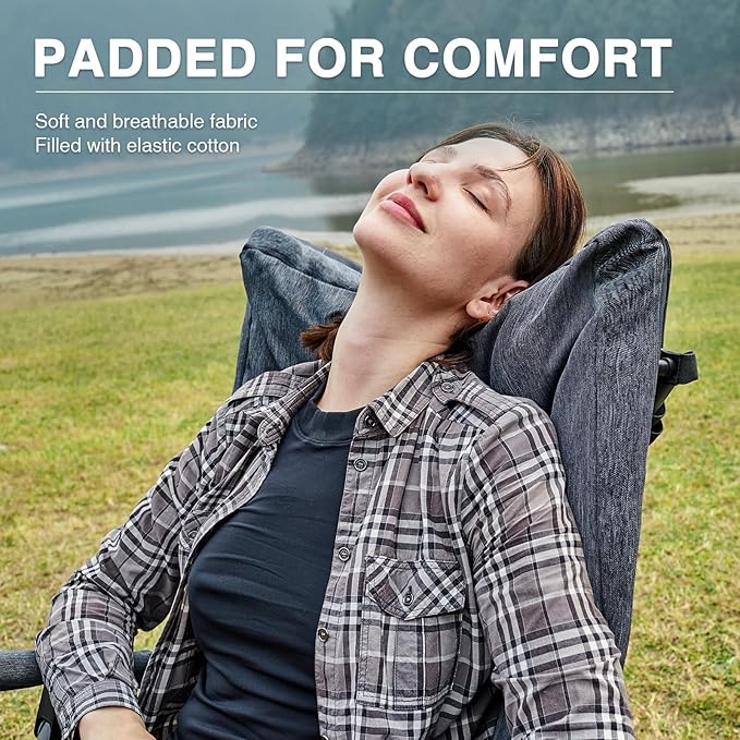 EVER ADVANCED Oversized Folding Rocking Camping Chair, Padded Portable Rocker Chair for Patio, Lawn and Outdoors, Heavy Duty Hard Armchair for Adults Supports 400lbs, Grey - Image 3