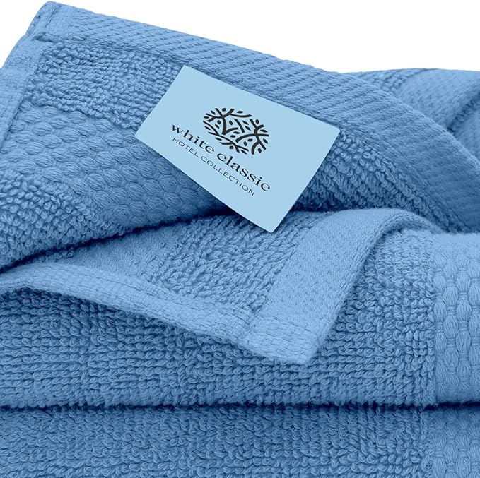 White Classic Luxury Cotton Washcloths 13x13 Inch - Image 5