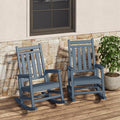 HDPE Rocking Chair Outdoor Set of 2 - Poly High Back Porch Rocker Chairs for Adults - All Weather Resistant Furniture for Patio Front Porch - Navy Blue by Garvee