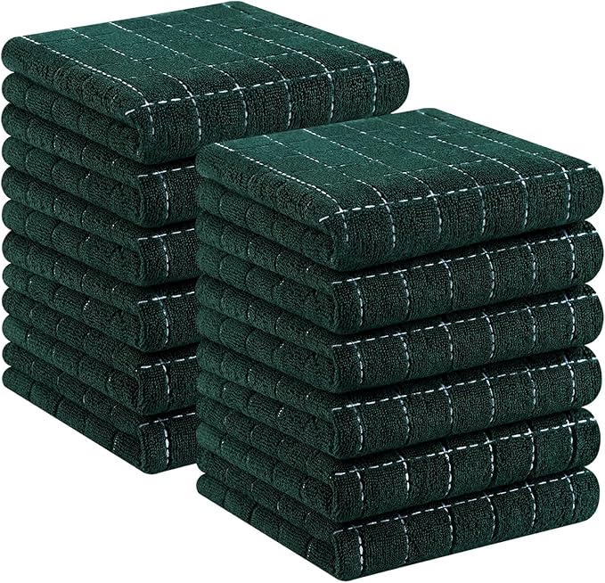 Homaxy 100% Cotton Terry Kitchen Towels, Checkered Designed, Soft and Super by Homaxy