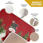 Christmas Dish Drying Mat for Kitchen Counter Red Xmas Snowman Trees Birds - Image 4