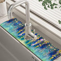 Abstract Watercolor Floral Kitchen Sink Splash Guard Mat Absorbent Fast Drying by Unknown