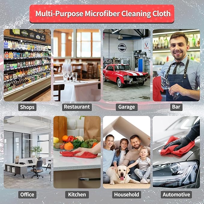 HOMERHYME Microfiber Cleaning Cloth, 200 Pack Red Cleaning Rags Microfiber - Image 6