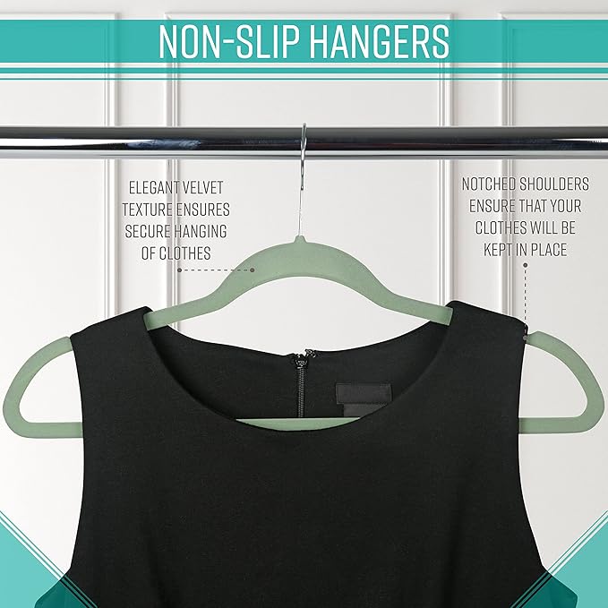 Simplify Slim Velvet Clothes Hangers | 25 Pack | Non-Slip | Shirts | Suit | - Image 6
