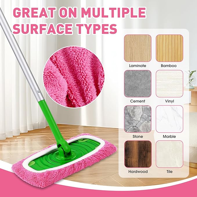 8Pcs Pink Reusable Mop Pads, Microfiber Mop Pads Compatible - Image 6