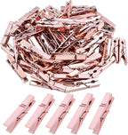 Mini Plastic Clips, 100 Pieces Rose Gold Photo Paper Pegs Clothespins Craft by Aylifu
