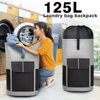 BeeGreen Grey-Black-Laundry-Bag-Backpack-Extra-Large-Heavy-Duty, 125L Portable - Image 6